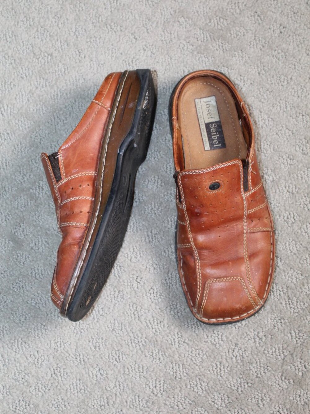Joseph Seibel Size 6.5 Cognac Leather Mule Slides